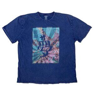 Vintage Tokyo Graphic Tee Acid Wash Blue Short Sleeve Shirt 2XL Cotton Urban
